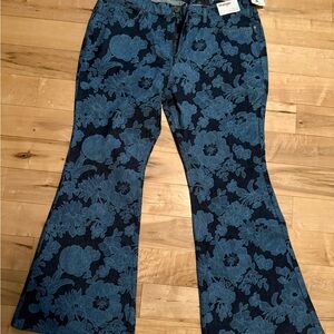 Wrangler Dark Blue Floral Women's Flare Jeans